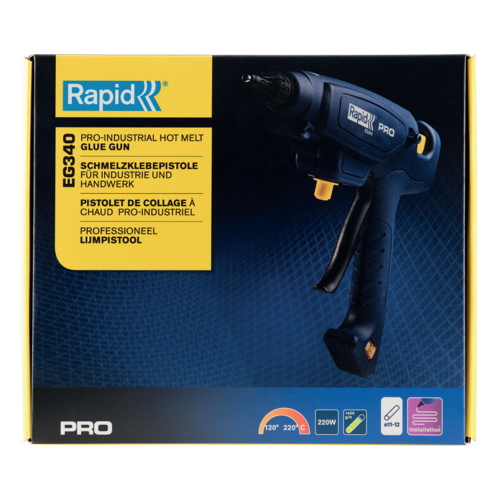 Rapid 5000327, Pistol industrial GlueGun PRO EG340, albastru, max 220W, debit 1400g/h, 120 - 220°C reglabila, functional cu batoane de 12 mm [6]