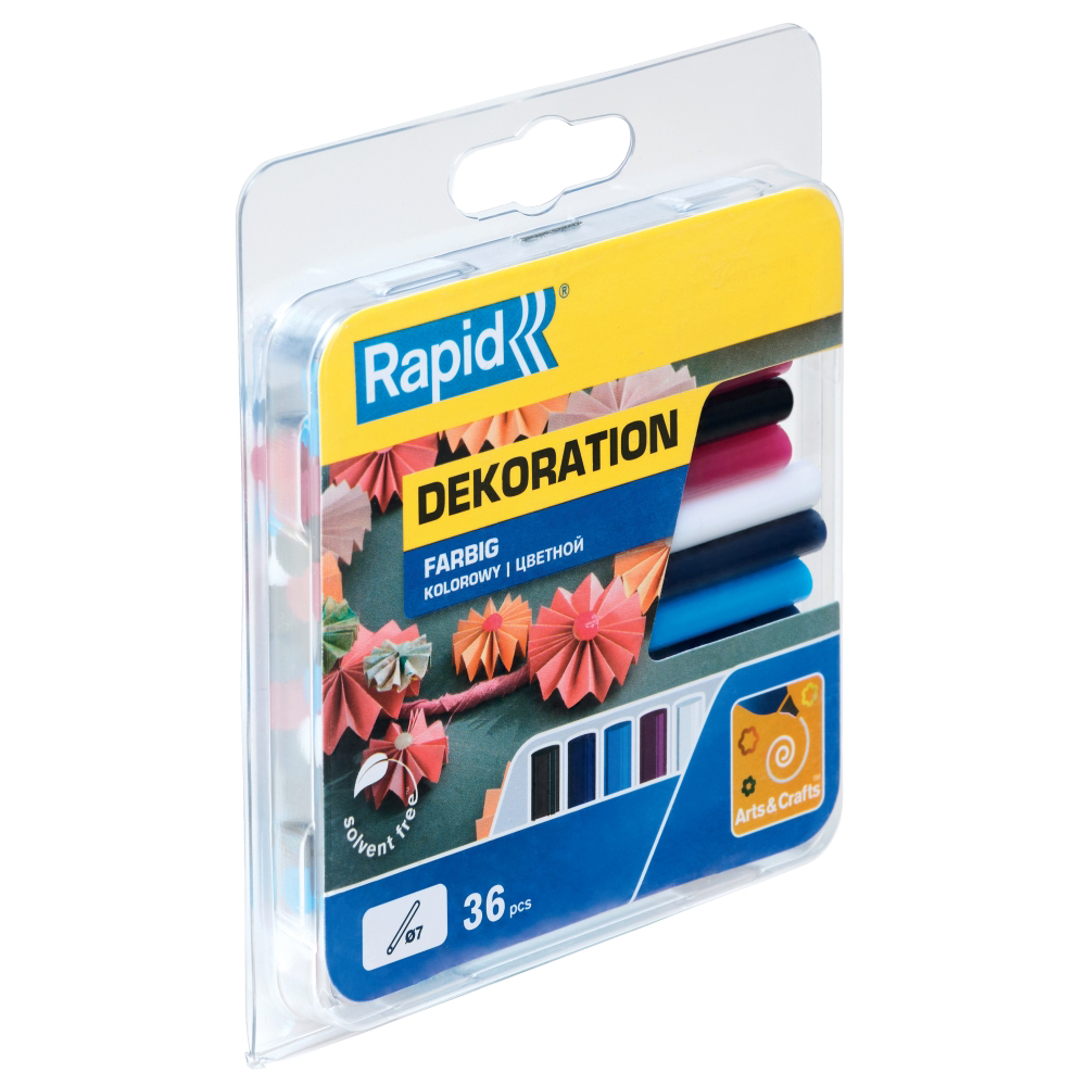 Rapid 5001377, set 36 batoane de adeziv, decoratiuni, colorate, 7 x 90 mm [1]