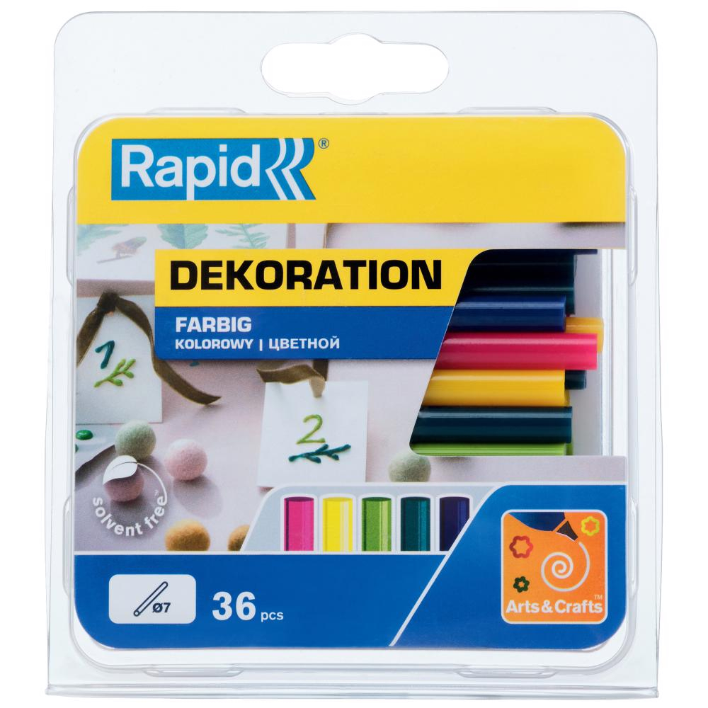 Rapid 5001427, set 36 batoane de adeziv, decoratii, colorate, 7x90mm [0]