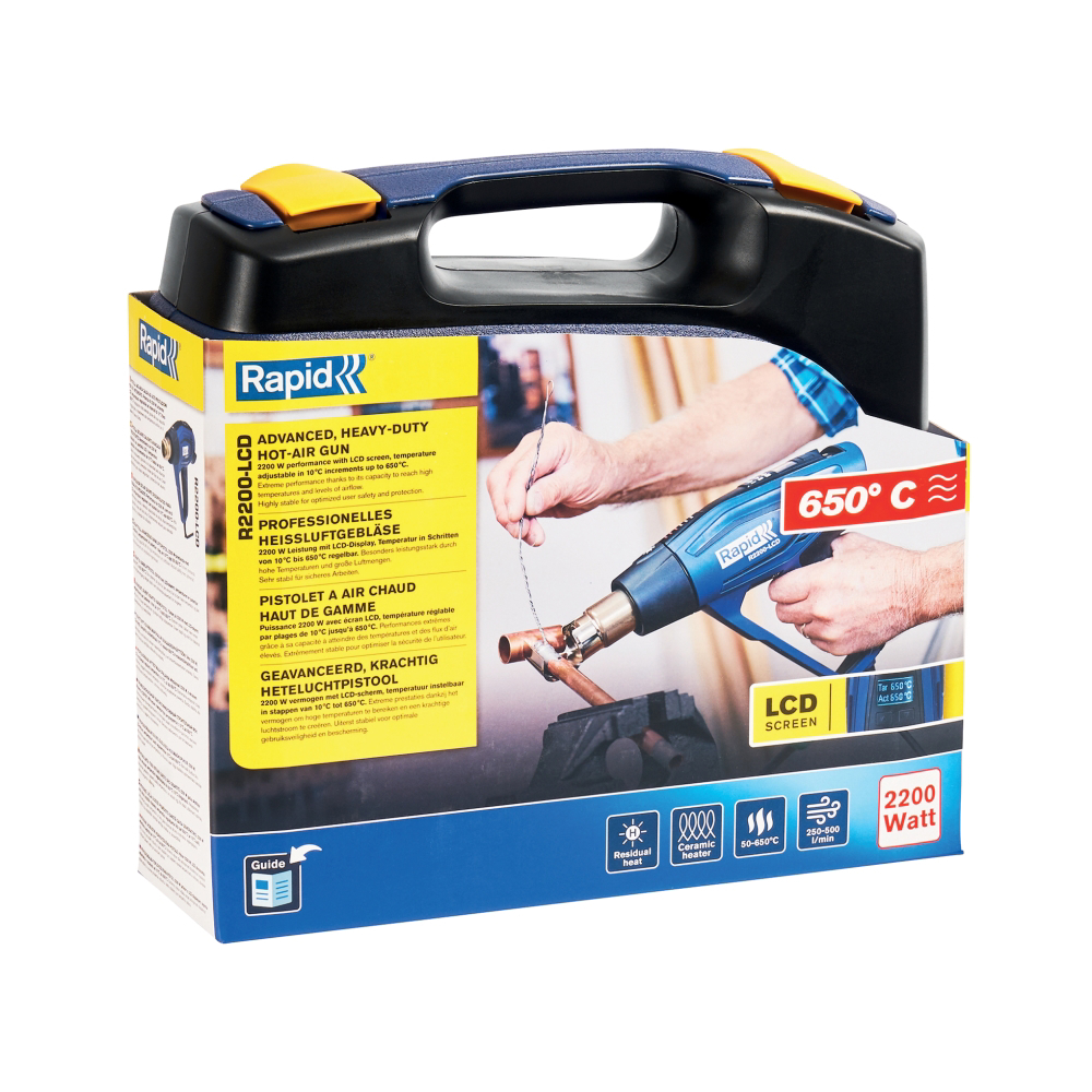Rapid 5001448, Pistol cu aer cald R2200-LCD, 2200 W, LED, LCD, 3 trepte temperatura si debit, 250 - 500 l/min, 50-650 °C [8]
