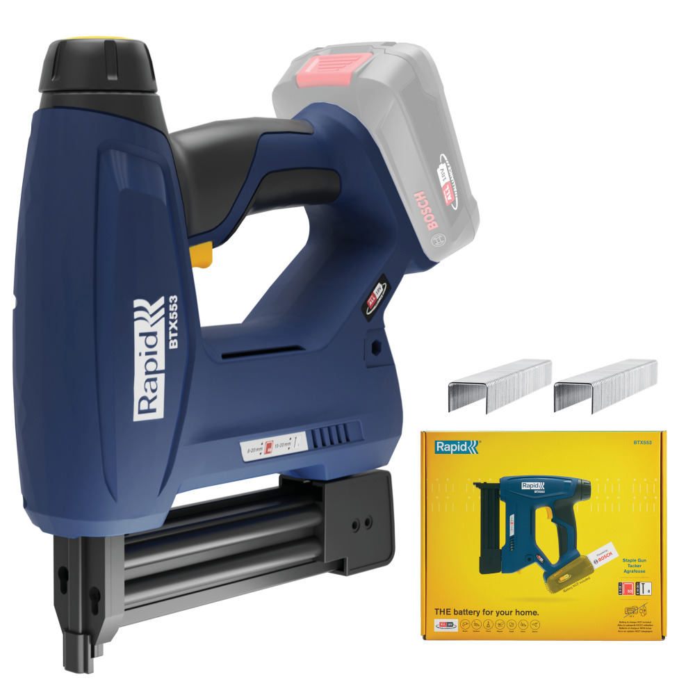 Rapid 5001509, P4A, Pistol capsator cu acumulator (doar corpul) BTX553, functional cu capse No.53 si cuie No.8, Bosch Power for All Alliance [6]