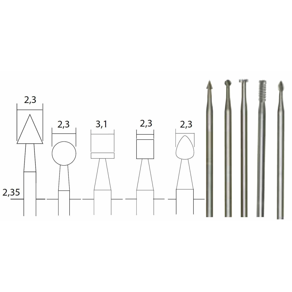 Set 5 freze din aliaj de otel-wolfram-vanadiu, Proxxon 28710 [1]