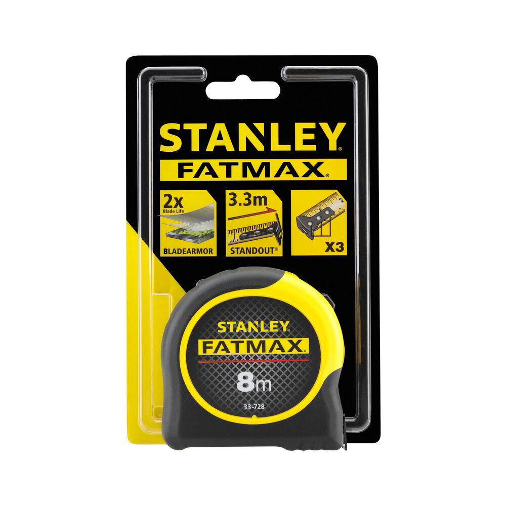 Stanley 0-33-728, ruleta fatmax 8m, Mylar®, BladeArmor, tru-zero, rupere la 3.35m, 8m x 32mm, blister [5]