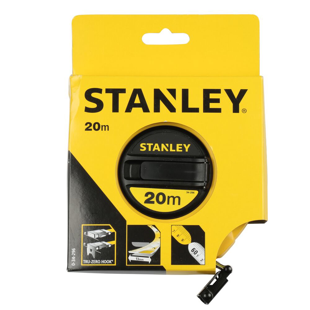 Stanley 0-34-296, ruleta inchisa cu banda de fibra de sticla 20m, tru-zero, vizibilitate ridicata, 20m x 13 mm, blister [2]