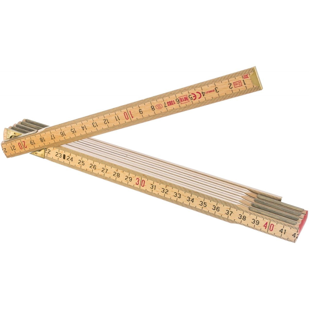 Stanley 0-35-455, metru de tamplarie din lemn 2m, finisaj lemn natur lacuit, gradare in negru, marcaj CE, 2m x 15mm, blister [0]