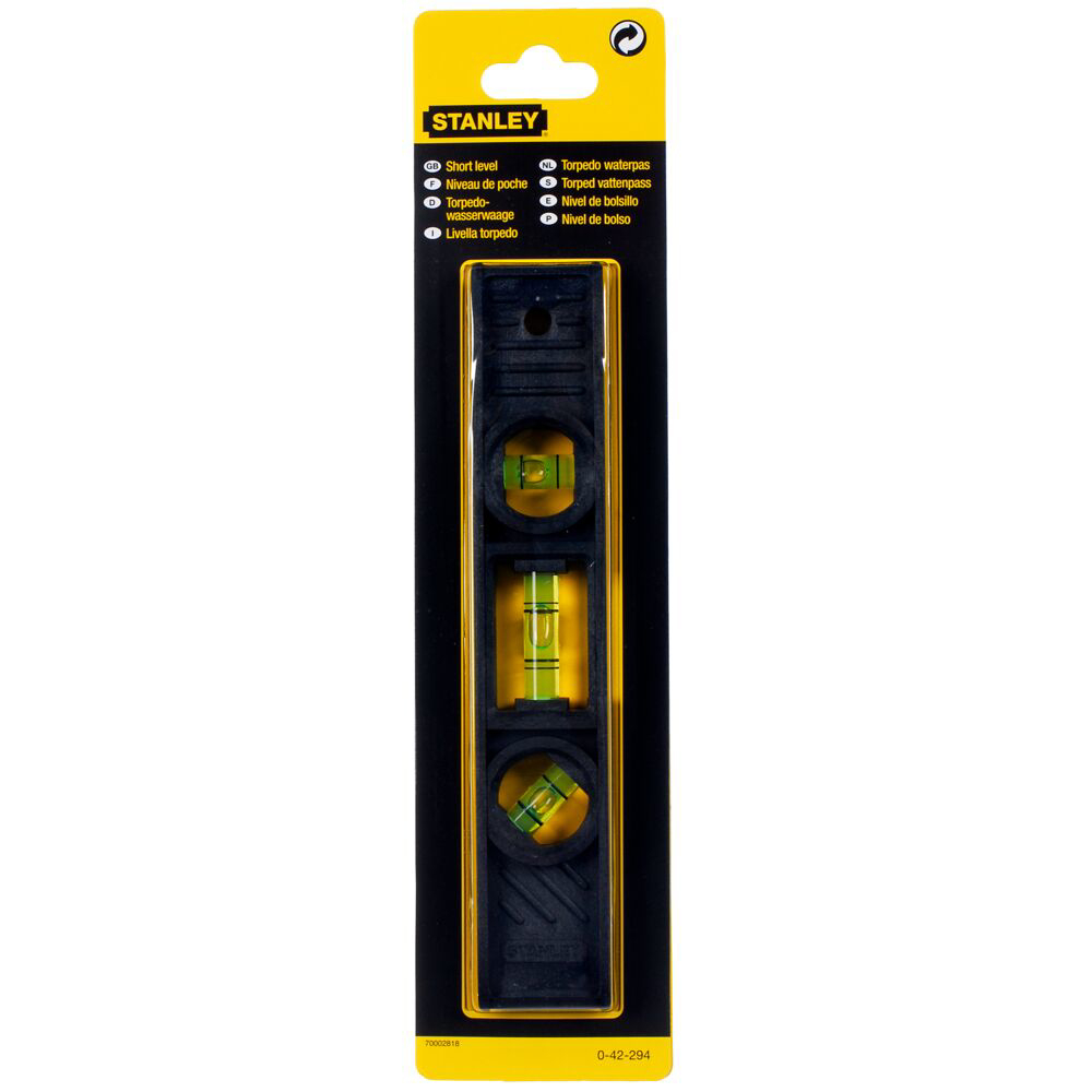 Stanley 0-42-294, nivela torpedo, din plastic, 20 cm, 3 fiole blister [2]