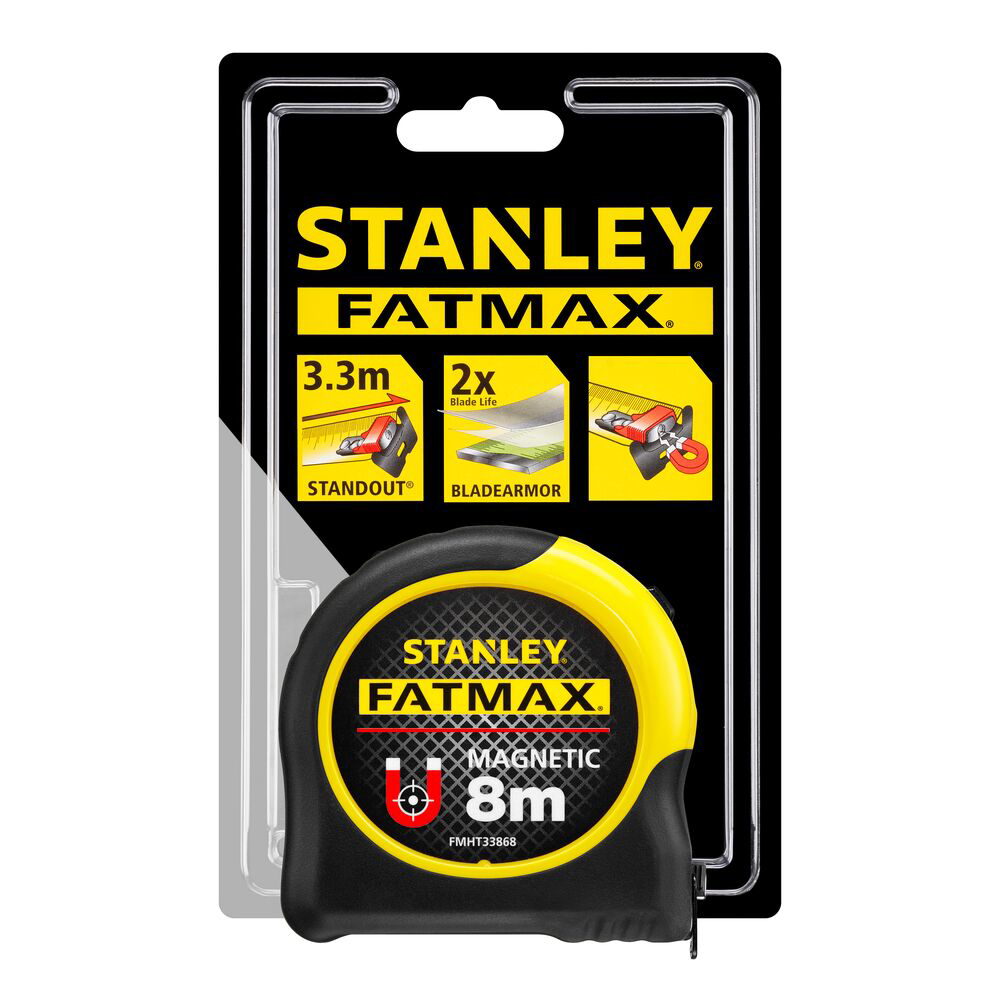 Stanley FMHT0-33868, ruleta magnetica fatmax 8m, Mylar®, BladeArmor, tru-zero, rupere la 3.2m, magnet detasabil, 8m x 32mm, blister [3]