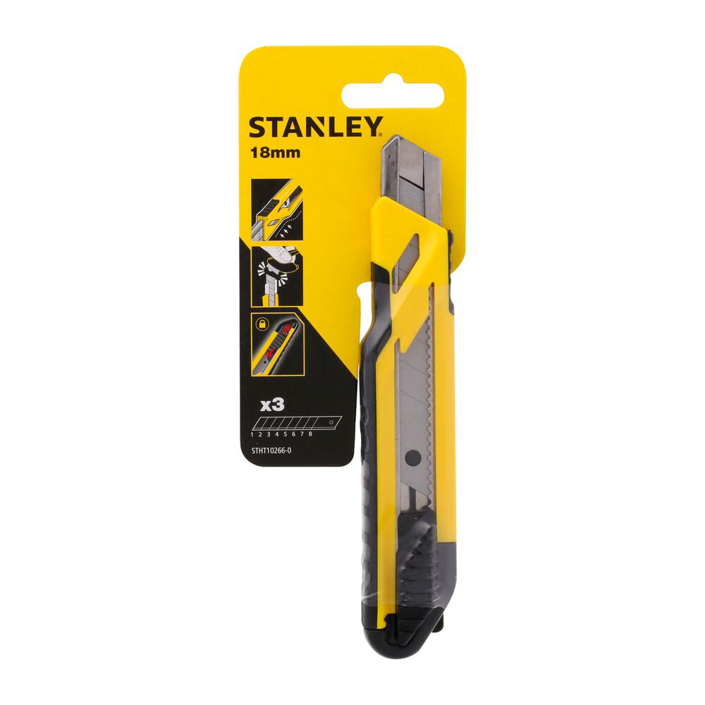 Stanley STHT10266-0, Cutter bimaterial cu blocare prin glisare, 175mm, + 3 lame segmentate 18mm [6]