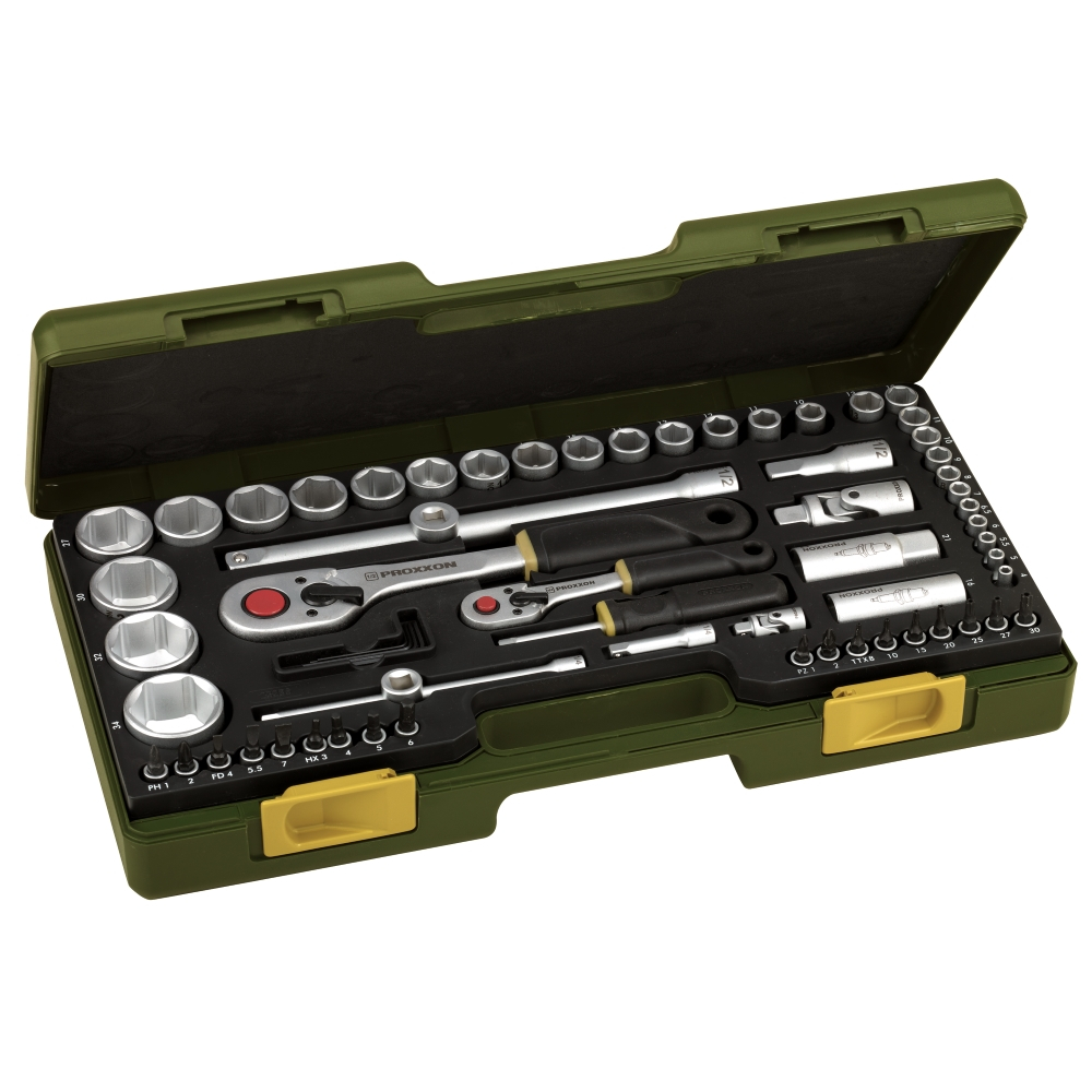 Trusa completa cu chei tubulare, Proxxon 23286, 1/4' si 1/2', 65 piese [1]
