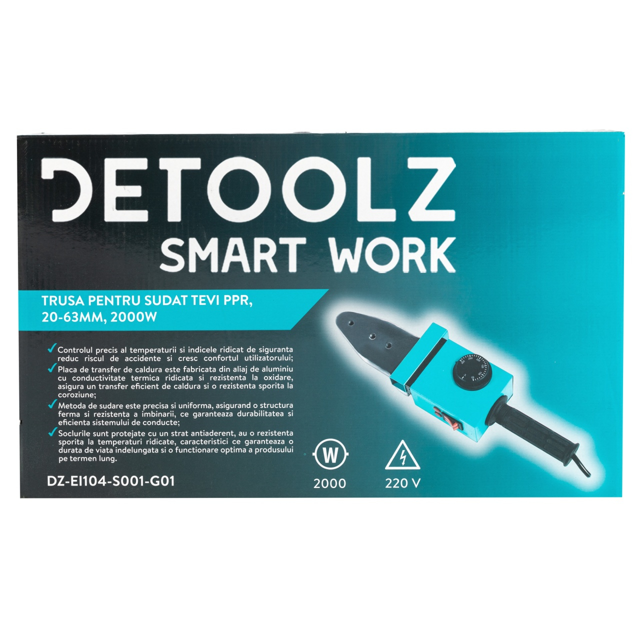 Trusa pentru sudat tevi din PPR Detoolz putere 2000W, diametru sudare 20-63mm [18]