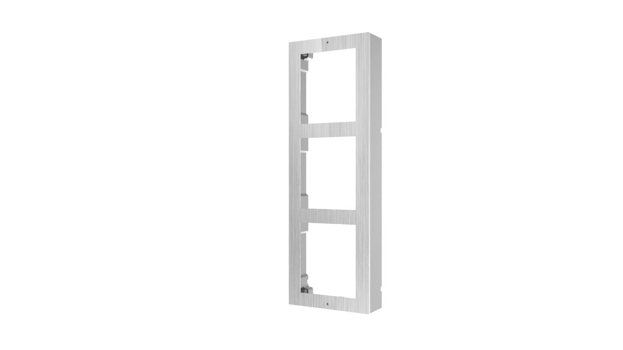 Accesorii - Panou frontal pentru 3 module videointerfon modular Hikvision DS-KD- ACW3/S; permite conectarea a 3 module de videointerfon modular; montare aplicata; materia otel inoxidabil; dimensiuni: 320.8mm x 10