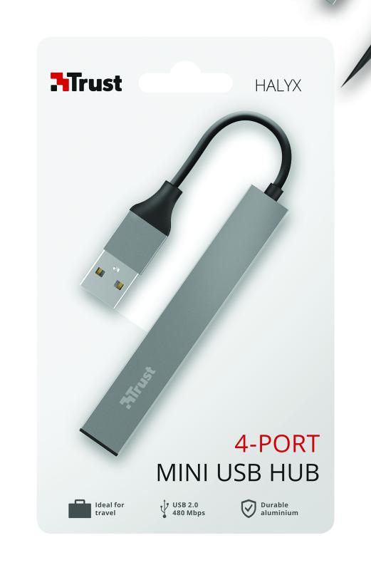 Hub USB Trust Halyx USB-A, 4 porturi, Argintiu [7]