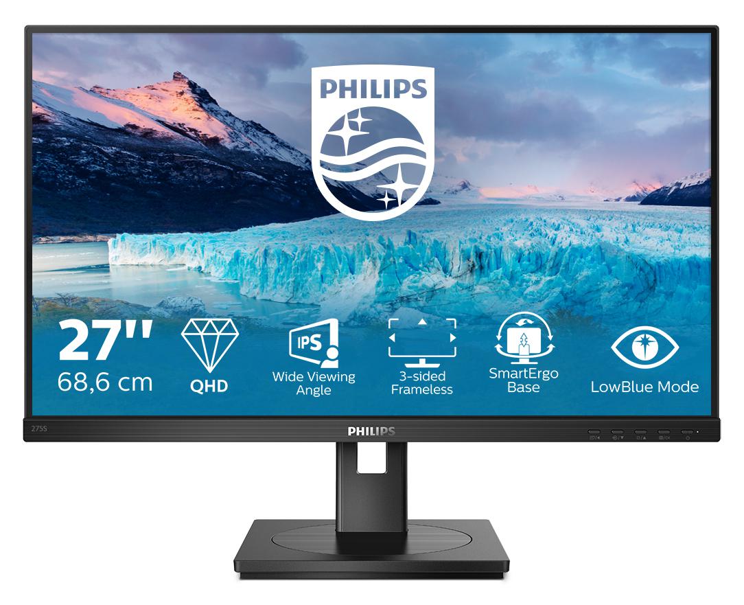 Desktop PC & Monitoare - Monitor Consumer Philips S Line 275S1AE/00, 27", 2560 x 1440 pixeli, Black, 3 ani Garantie