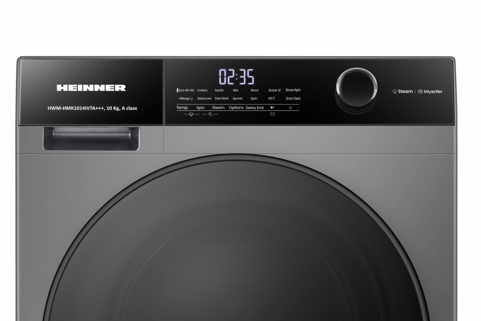 Masina de spalat rufe HEINNER HWM-HMK1014IVTA+++, 10 Kg, 1400 rpm, Clasa: A, Argintiu [2]