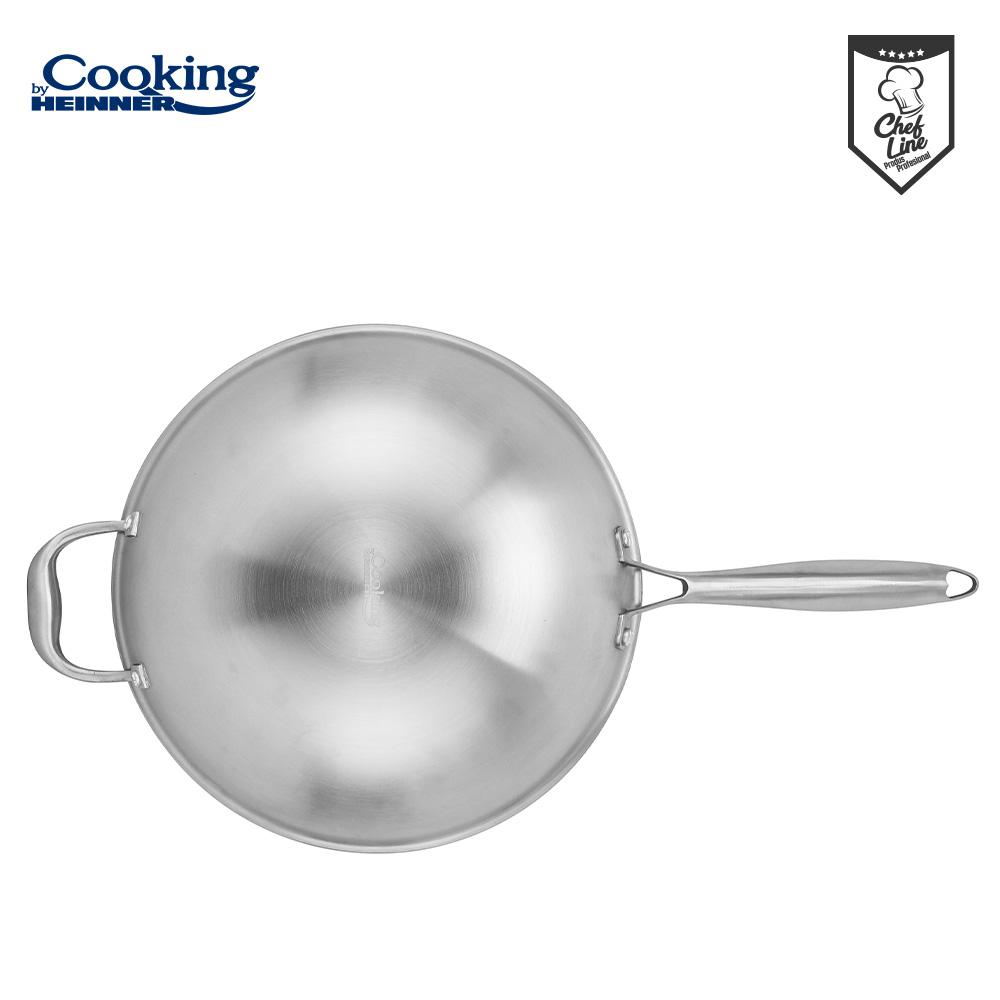 TIGAIE WOK INOX + CAPAC STICLA 30x8.5 CM, 4.5L, TITANIUM3, COOKING BY HEINNER [4]