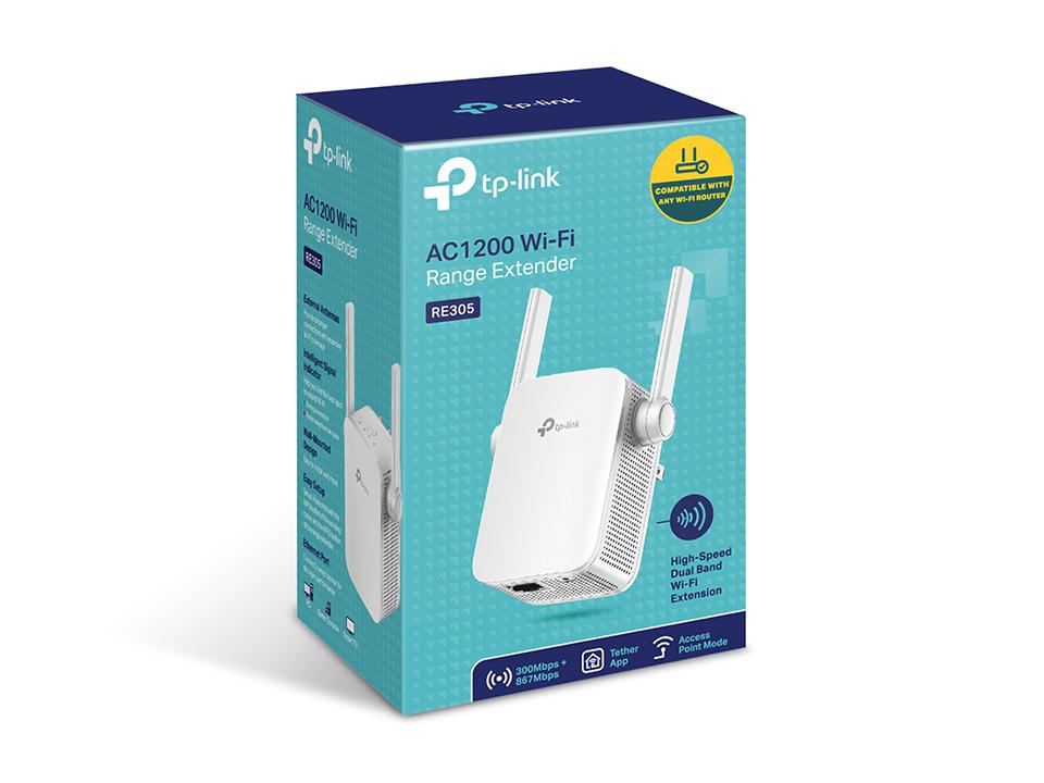 TP-link AC1200 Wi-Fi Range Extender, RE305, 2* external antenna, IEEE802.11ac, IEEE 802.11n, IEEE 802.11g, IEEE 802.11a, IEEE 802.11b, 1 * 10/100M Ethernet Port (RJ45), WPS Button, Reset Button, 2.4GH [2]