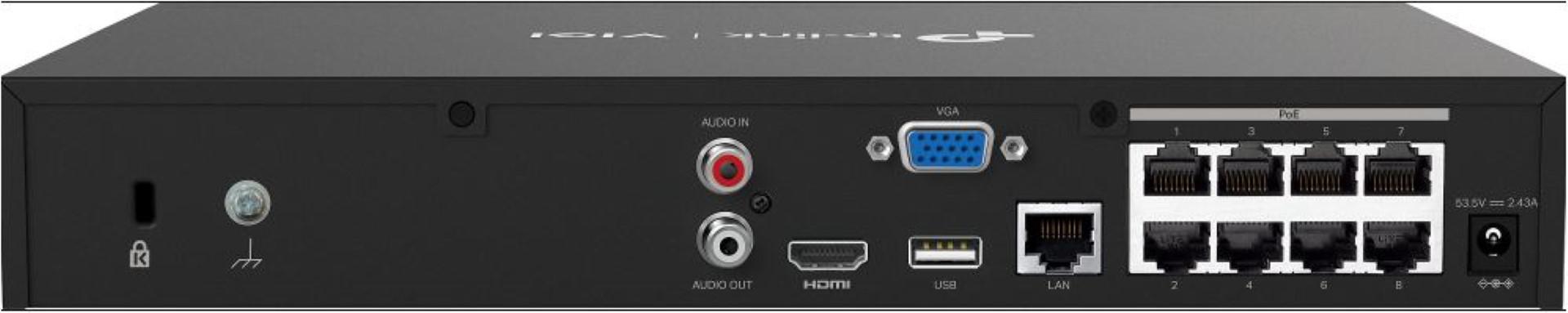 NVR PoE TP-Link VIGI 8 canale 1008H-8MP; 113W, 8 MP,1 SATA Interface, max 10TB(neinclus), H.265+; ONVIF, detecție mișcare, linie, intruziune, persoane, vehicule etc. [1]