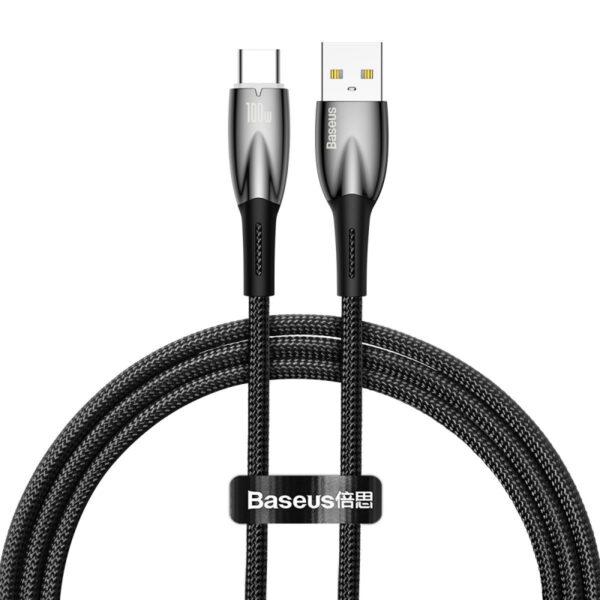 Conectica - Cablu Baseus Glimmer, USB A/ USB C, 1 m, Negru