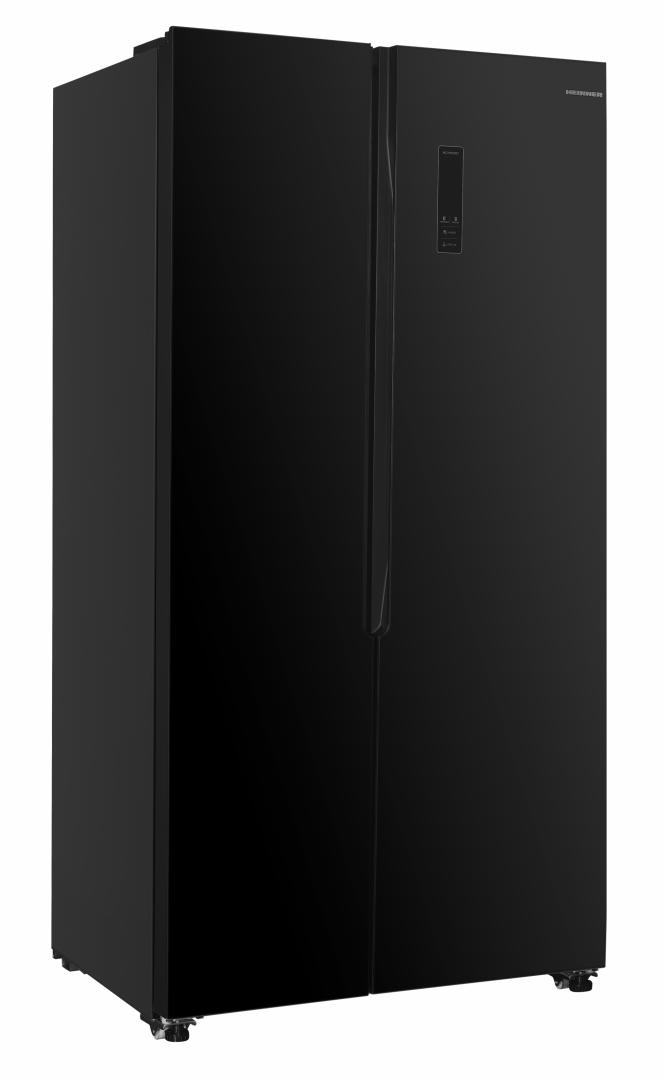 Side by Side HEINNER HSBS-HM532NFGBKE++, No Frost, 532 L, Clasa E, Sticla neagra [1]