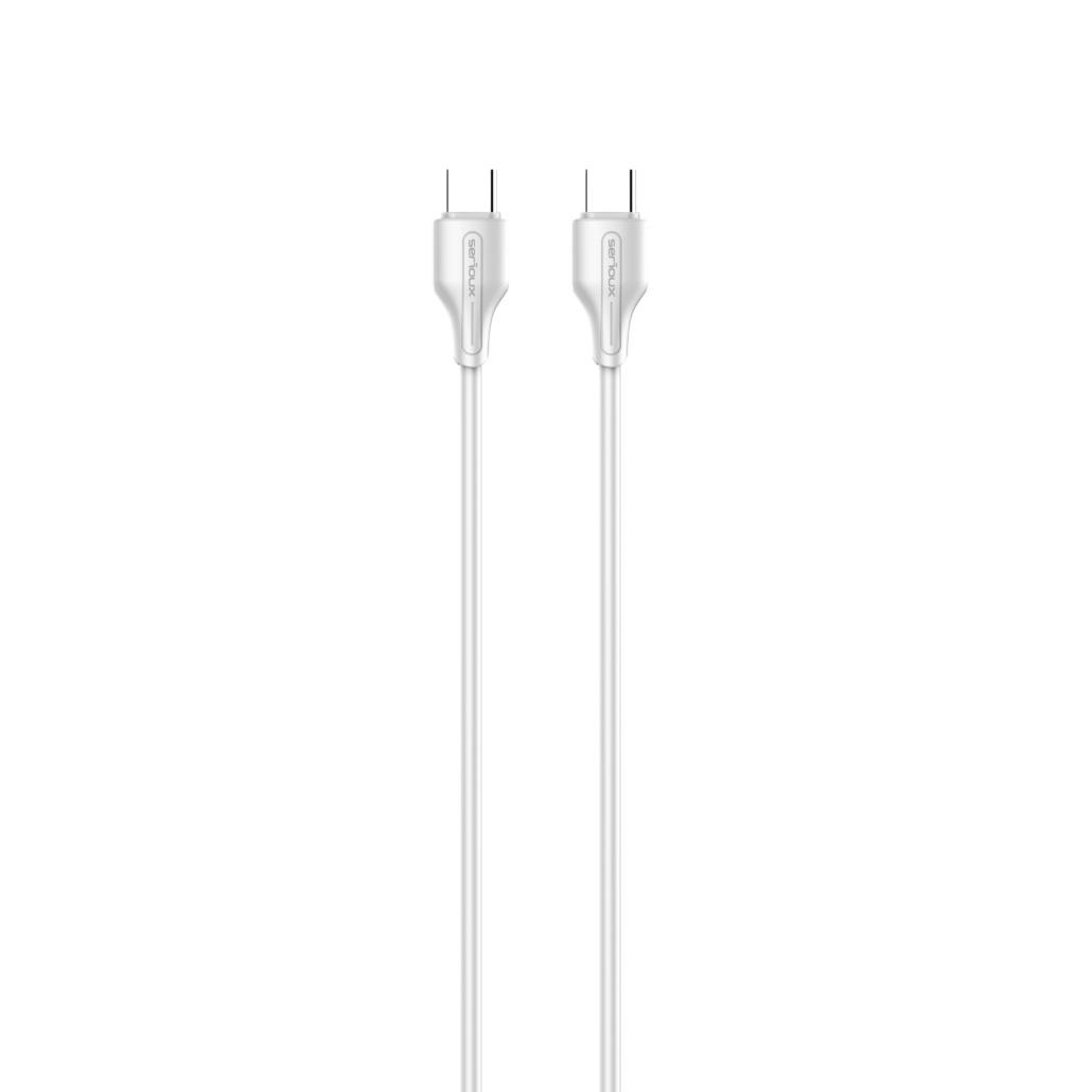 Conectica - Cablu Serioux TYPE-C - TYPE-C 2M 60W.Lungime: 200 cm, Ieșire: 65W, tip cablu: USB-C la USB-C, culoare: Alb , funcție: încărcare și sincronizare