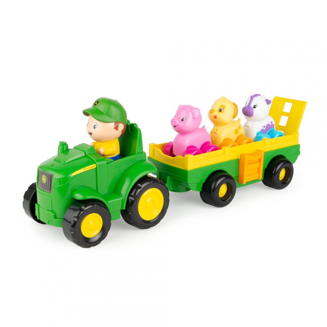 Jucarii bebelusi - TRACTORAS CU REMORCA, ANIMALUTE SI SUNETE, JOHN DEERE