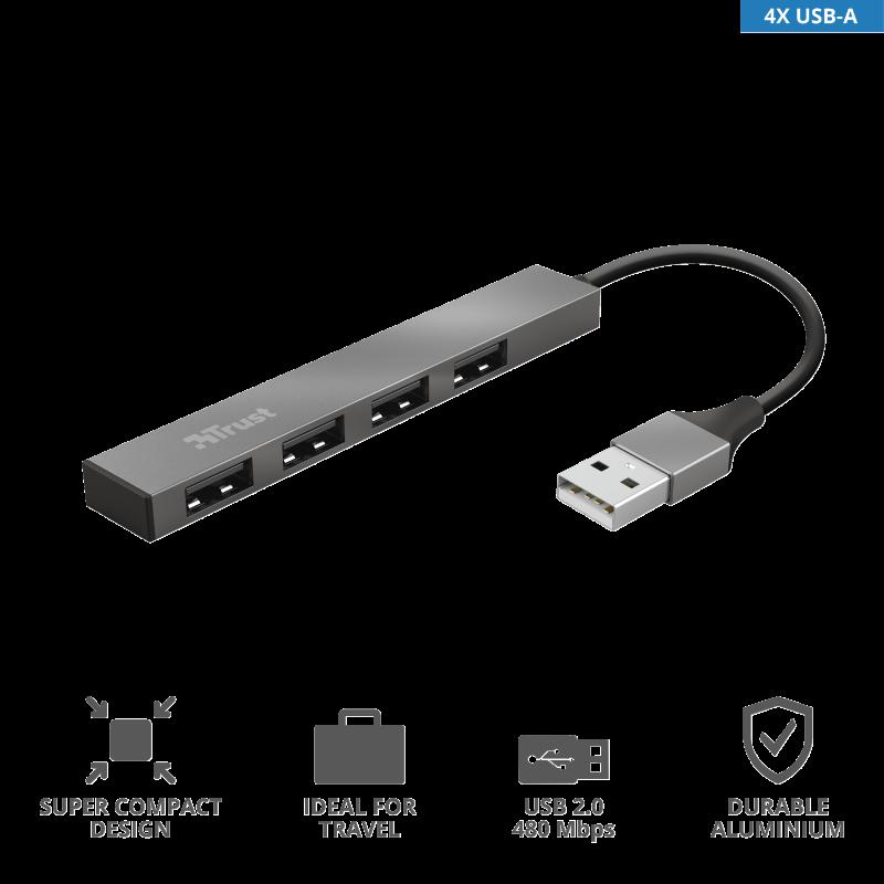 Hub USB Trust Halyx USB-A, 4 porturi, Argintiu [1]