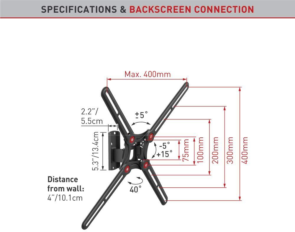 Suport TV de perete, Barkan BM320, Fix, 13"- 65", VESA 400 x 400 mm, suporta pana la 40kg, negru [1]