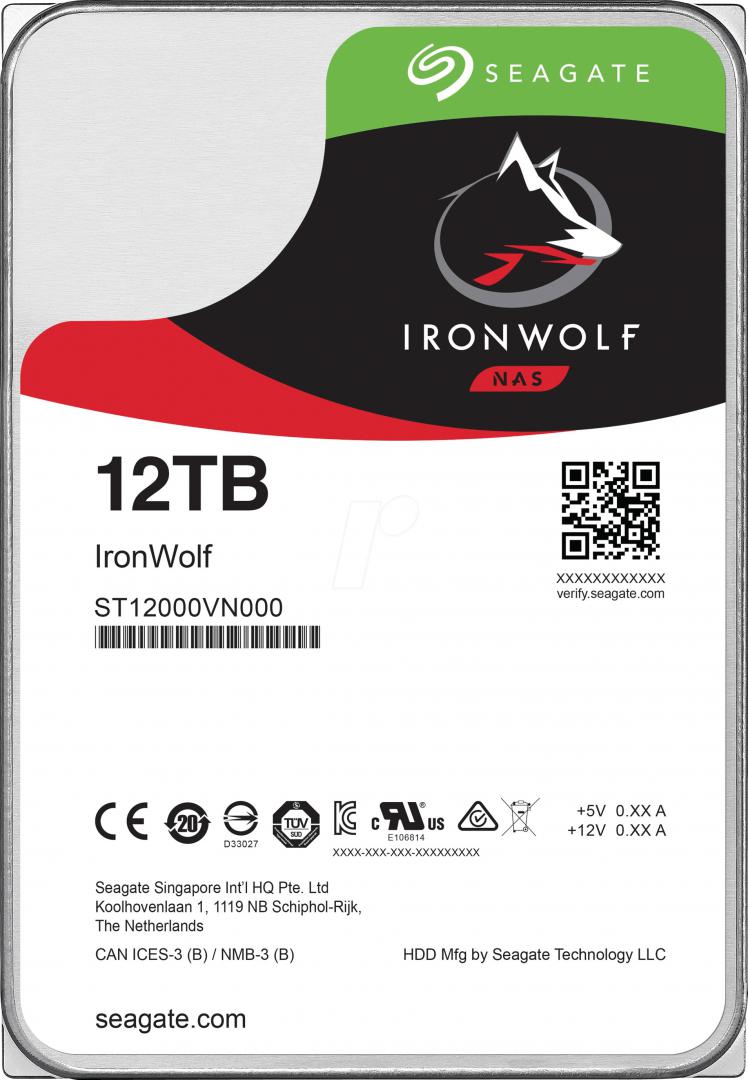 Hard Disk-uri Nas - HDD NAS Seagate IronWolf, 12TB, 7200 RPM, 256MB, SATA III