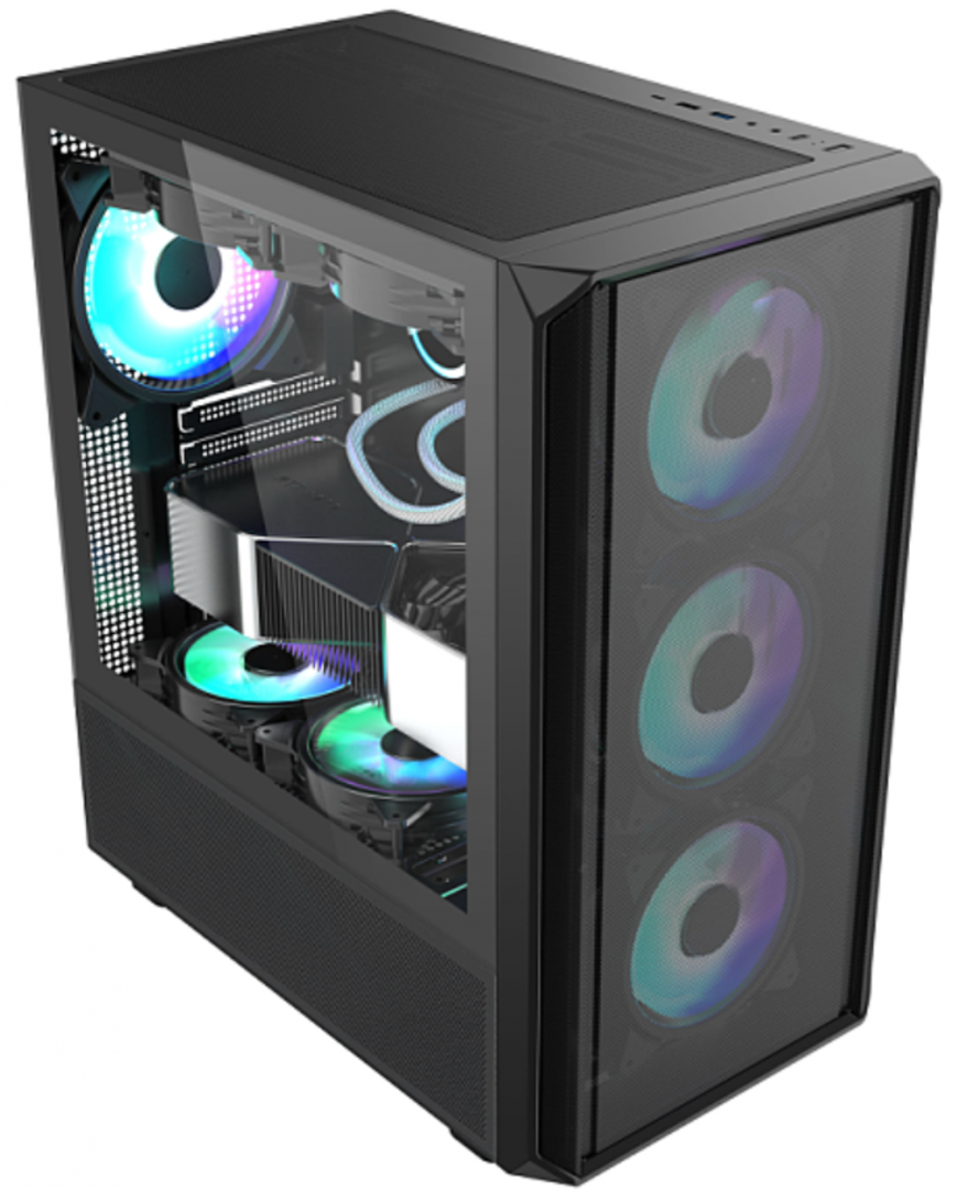 Carcasa gaming Serioux Vanguard, fara sursa, tip middle tower, capac superior cu filtru magnetic de praf, panoul lateral: sticla securizata, sasiu: SPCC 0.5T, USB2.0x2+HD Audio, USB 3.0 x1, porturi re [1]
