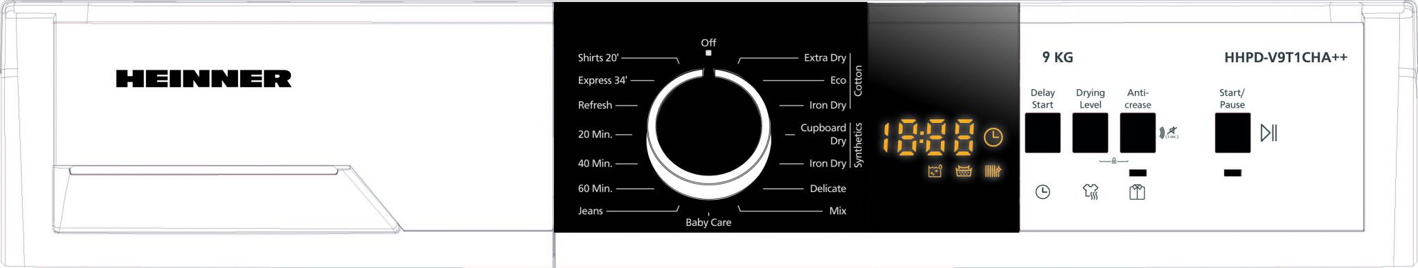 Uscator de rufe HEINNER HHPD-V9T1CHA++, 9 kg, Clasa: E, Alb [1]
