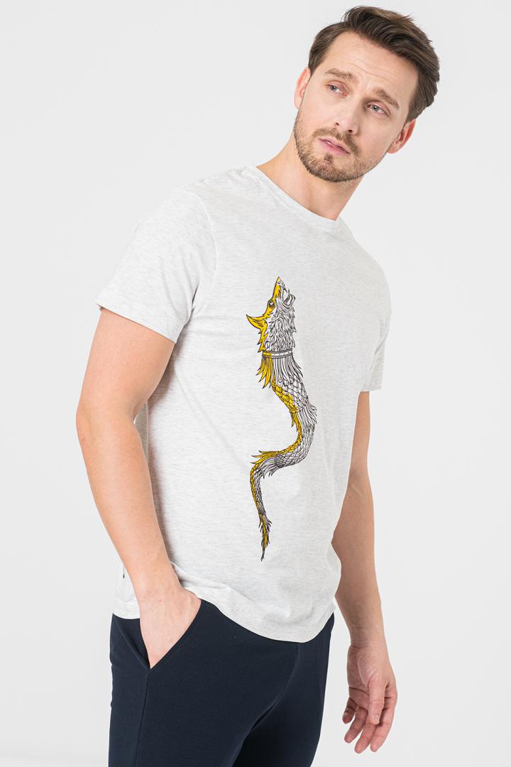 Tricouri - TRICOU CASUAL DRACON BARBATI LIGHT GRAY-XXL