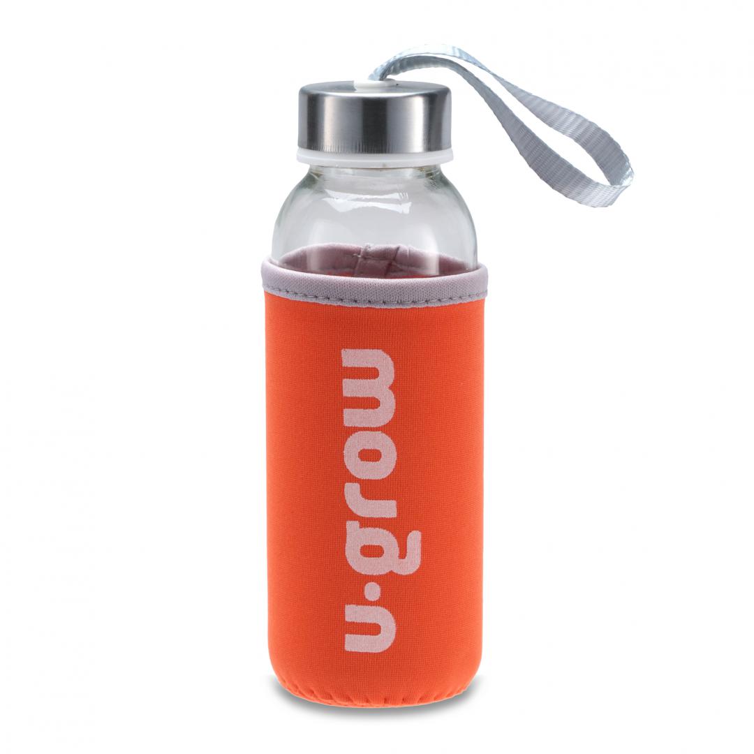 Cani, pahare si accesorii bebe - Sticla 300ml cu husa termoizolanta, orange, U-Grow