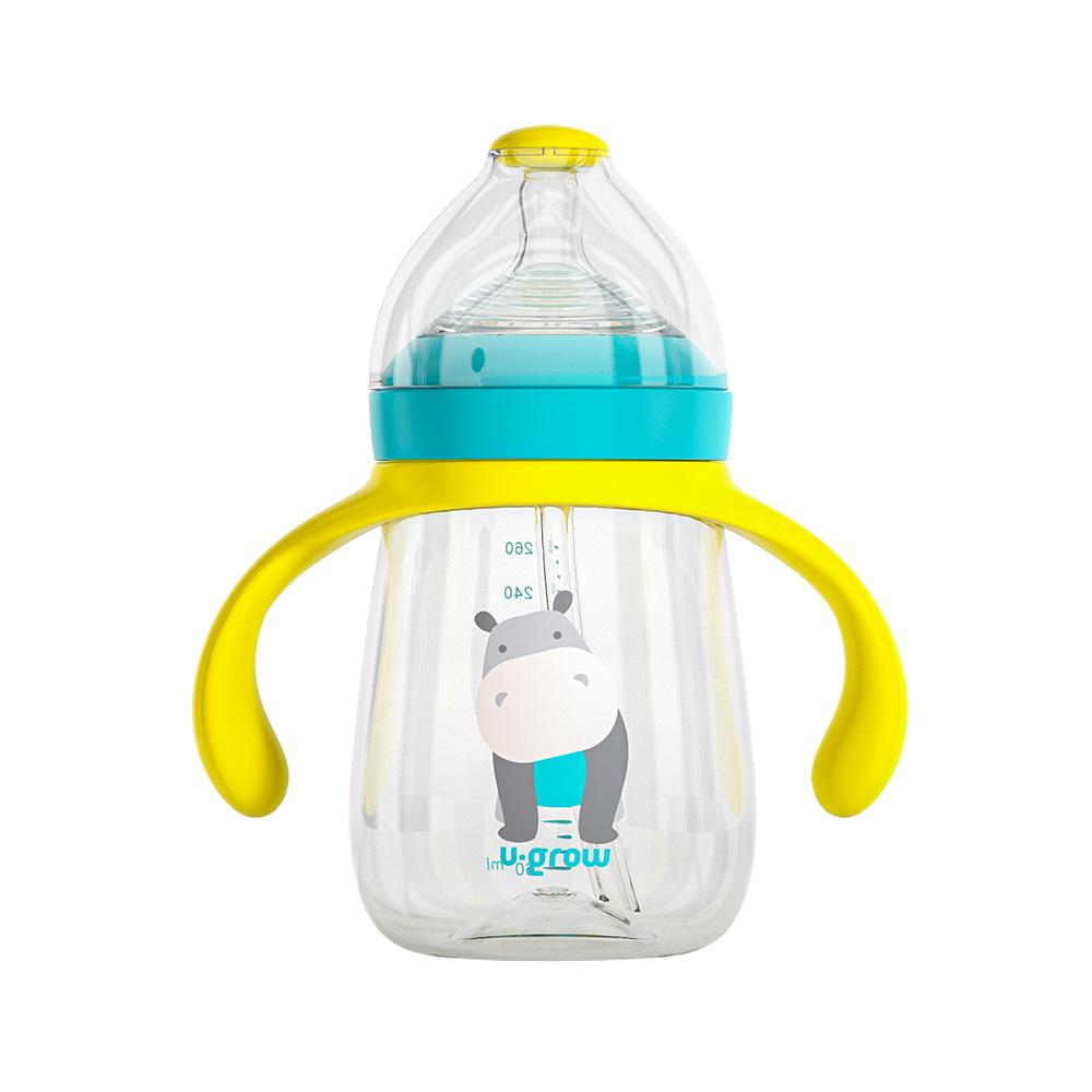 Pachet 3 in 1 cana 260 ml tritan cu 3 accesorii diferite pentru baut : tetina biberon, cioc , pai, blue, U-Grow [2]