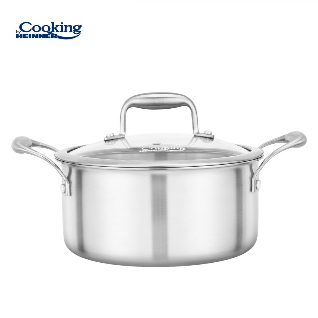 SEMIOALA INOX+CAPAC STICLA 24x12CM, 5L, ATOMIC3, COOKING BY HEINNER [1]