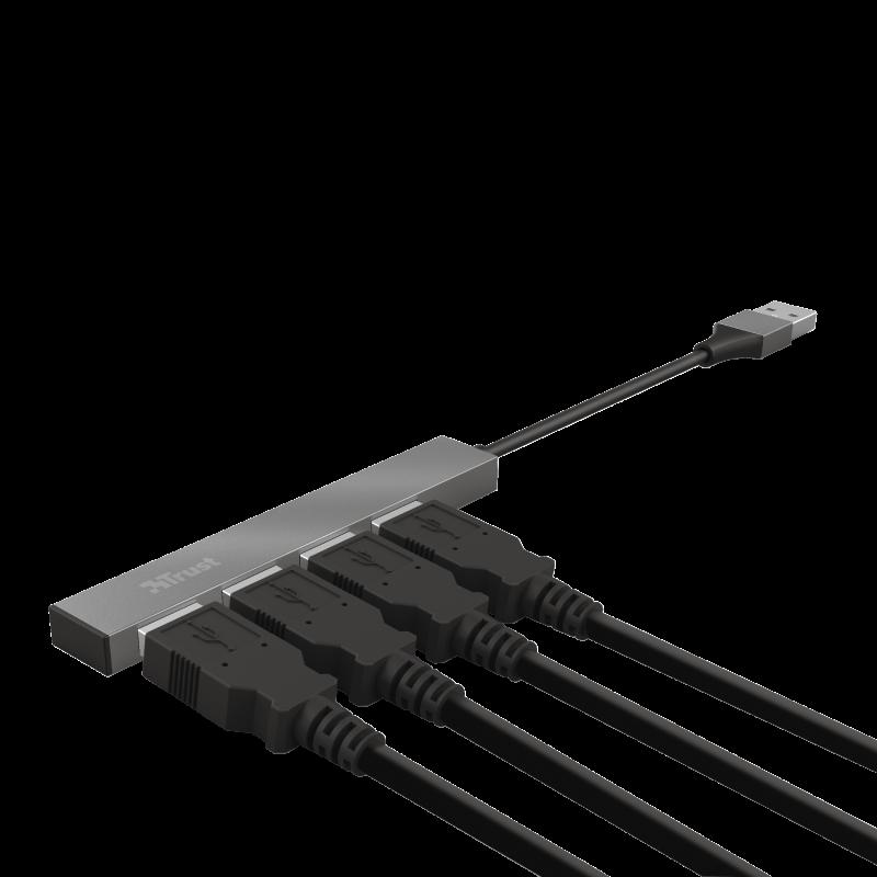 Hub USB Trust Halyx USB-A, 4 porturi, Argintiu [6]
