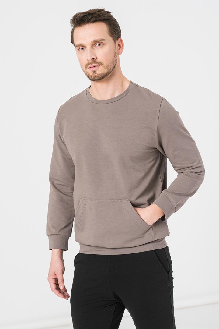 BLUZA COTON CASUAL BARBATI TAUPE-XL [4]