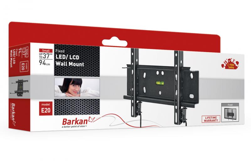 Suporturi TV / Monitor - Suport TV de perete, Barkan E20.B, Fix, 26"- 39", VESA 200 x 200 mm, suporta pana la 40kg, negru