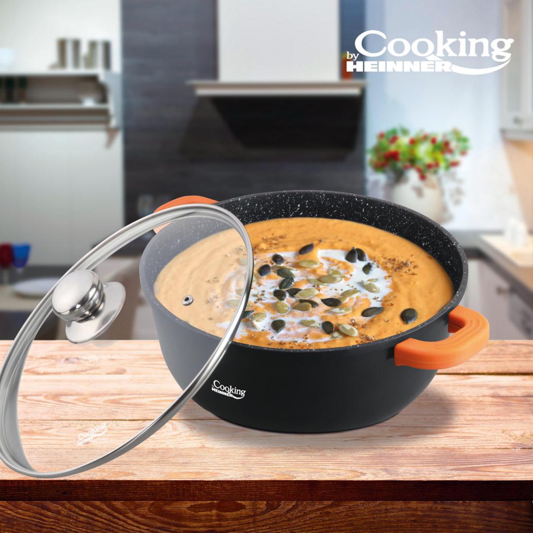 SEMIOALA ALUMINIU TURNAT +CAPAC, 36 CM X 16 CM, 13.5 L, DARK LINE, COOKING BY HEINNER [2]