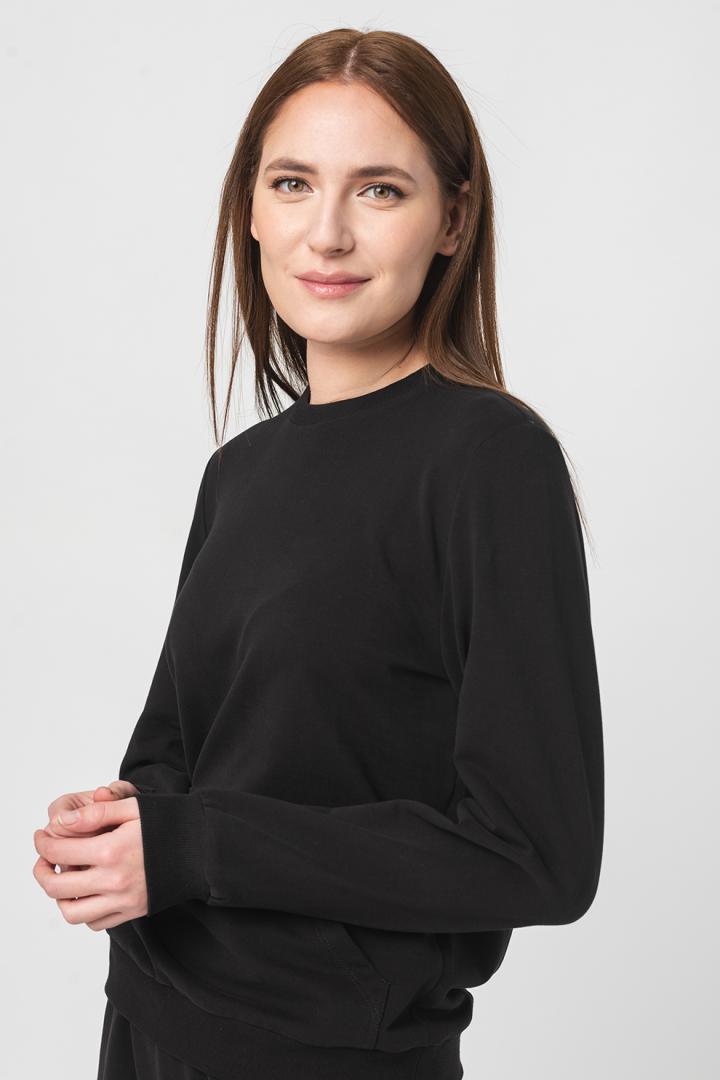 Hanorace - BLUZA COTON CASUAL FEMEI BLACK-XL
