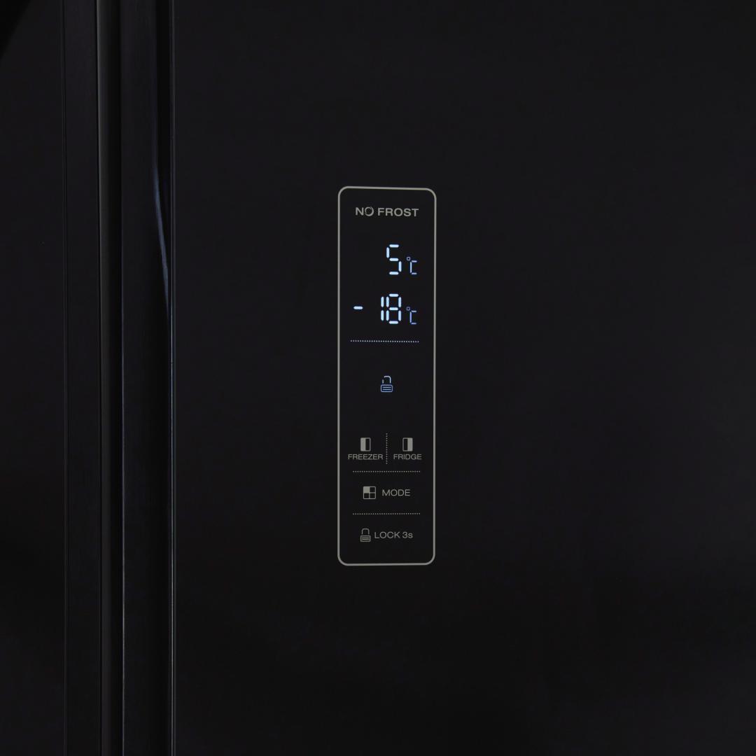 Side by Side HEINNER HSBS-HM442NFGBKE++, No Frost, 442 L, Clasa E, Sticla neagra [3]