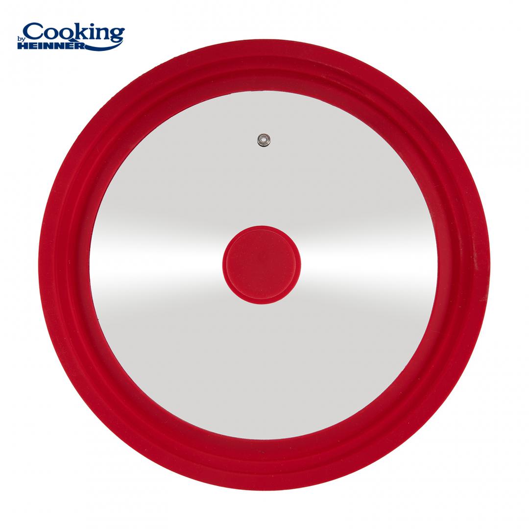 CAPAC STICLA CU MARGINE DIN SILICON AJUSTABILA PE 3 DIMENSIUNI 28/30/32 CM, ROSU, COOKING BY HEINNER [2]