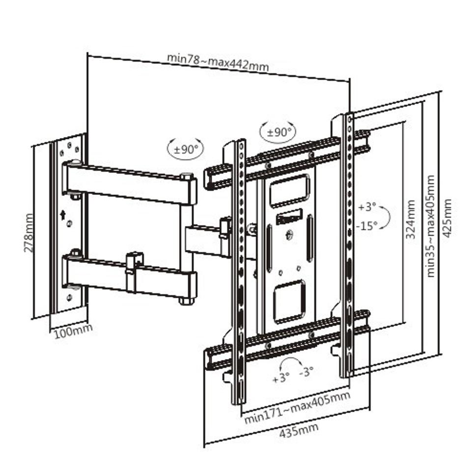 Suport TV de perete Serioux TV61-443, compatibilitate dimensiune ecran: 32"-70", compatibilitate VESA: 200x100, 200x200, 300x200, 400x200, 300x300, 400x300, 400x400, greutate maximă suportata: 50kg, d [11]