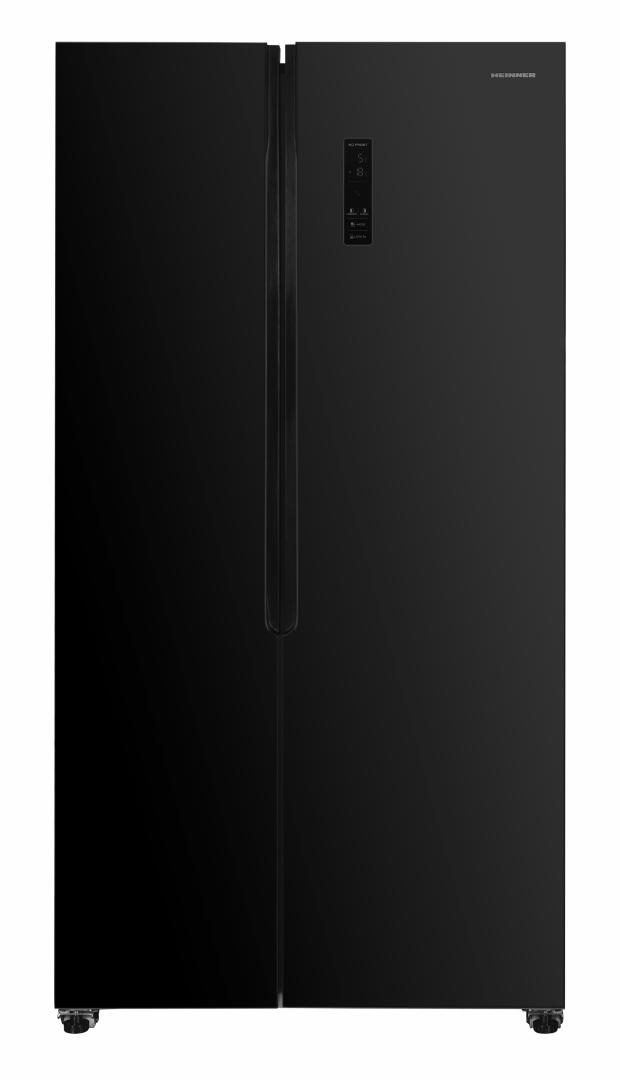 Side by side - Side by Side HEINNER HSBS-HM532NFGBKE++, No Frost, 532 L, Clasa E, Sticla neagra