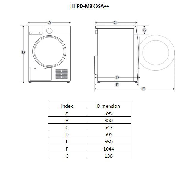 Uscator de rufe HEINNER HHPD-M8K3SA++, 8 kg, Clasa: D, Argintiu [1]