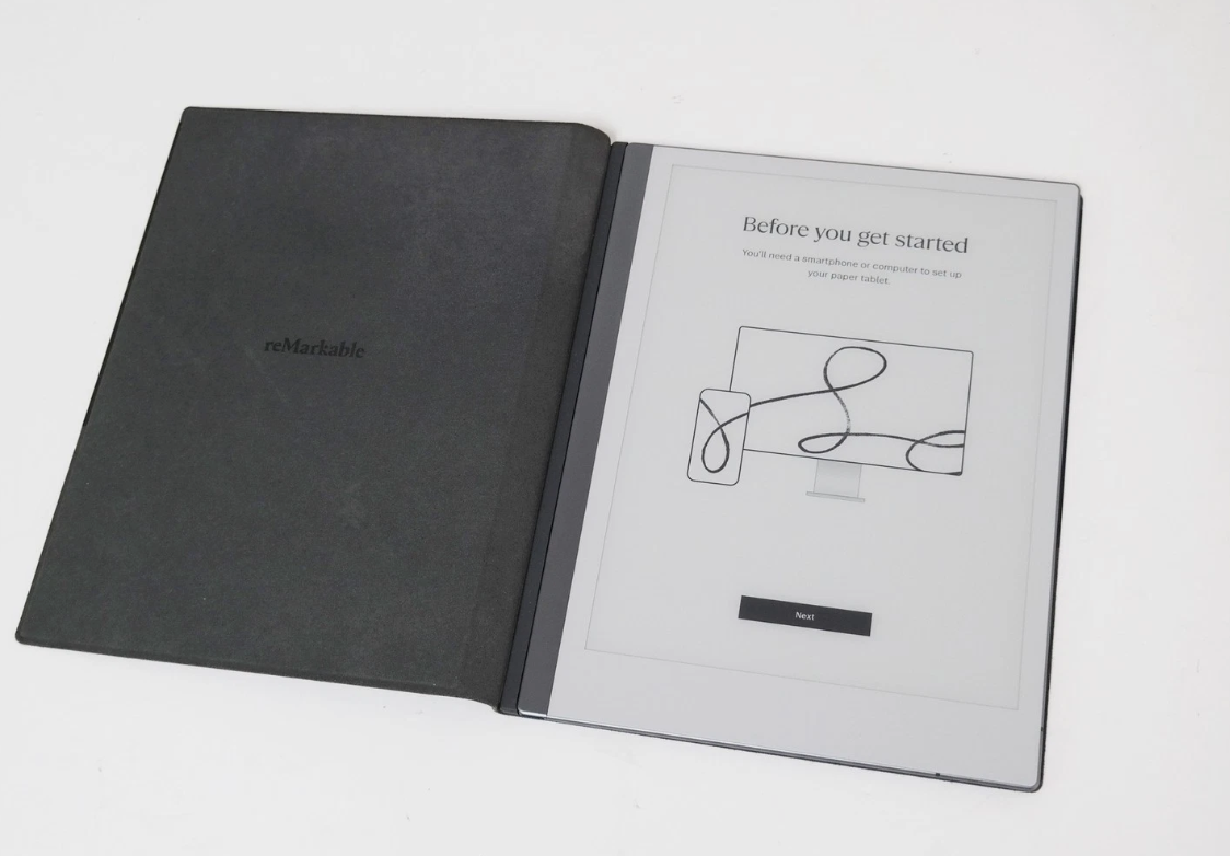 reMarkable 2 Paper Tablet with Marker Plus and Premium Leather Book Folio Black [1]