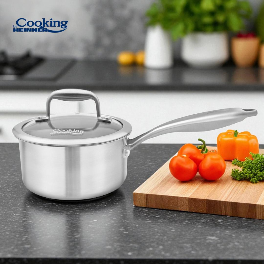 CASEROLA INOX+CAPAC STICLA 16x8.5CM,1.6L, ATOMIC3, COOKING BY HEINNER [3]