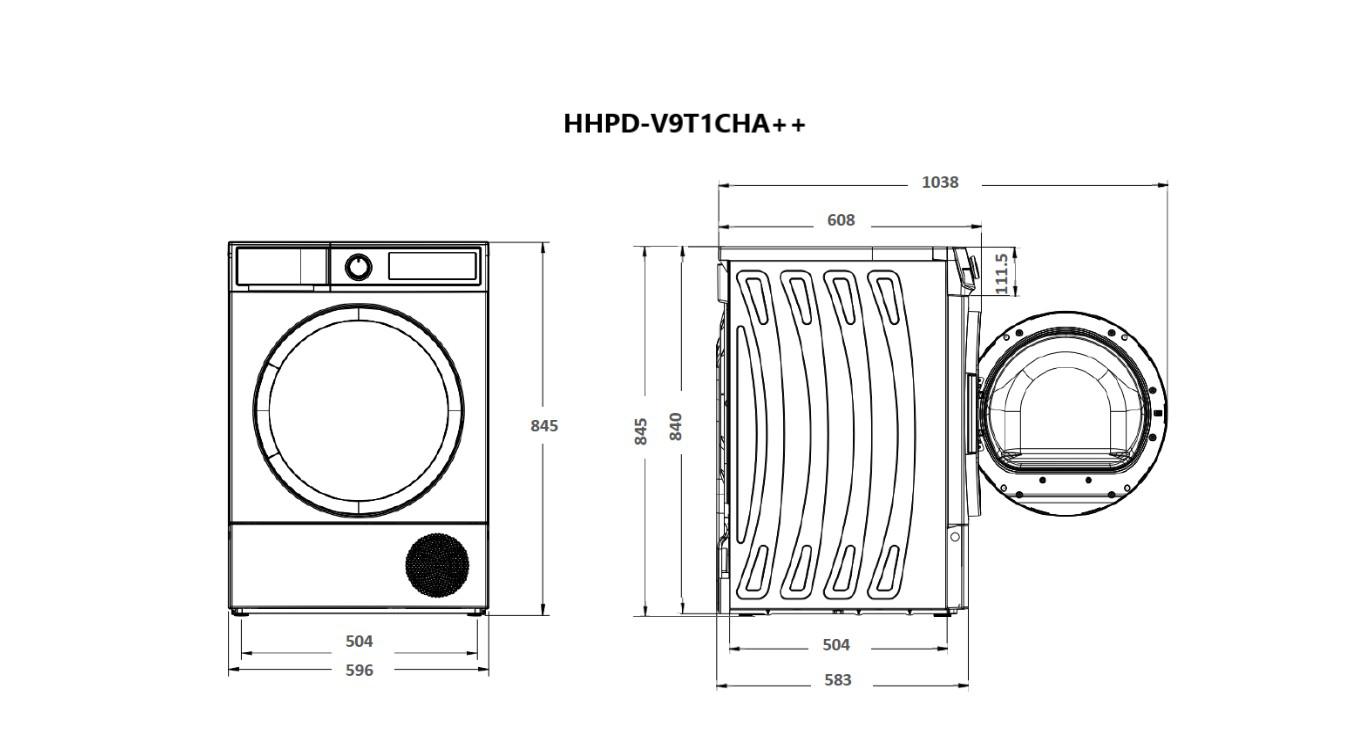 Uscator de rufe HEINNER HHPD-V9T1CHA++, 9 kg, Clasa: E, Alb [2]
