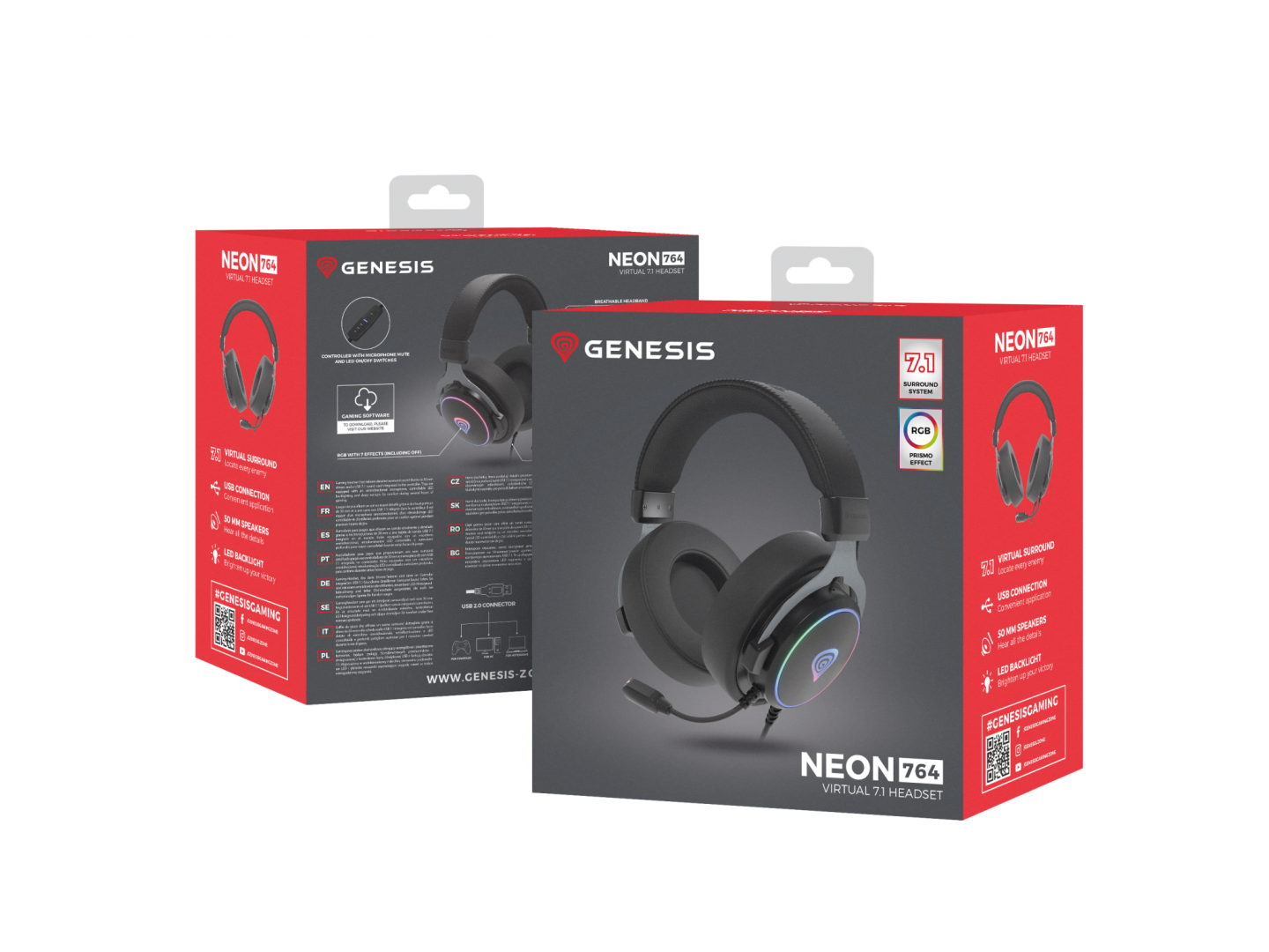 Casti Gaming Head-band Genesis Neon 764, Wired, Negru [6]