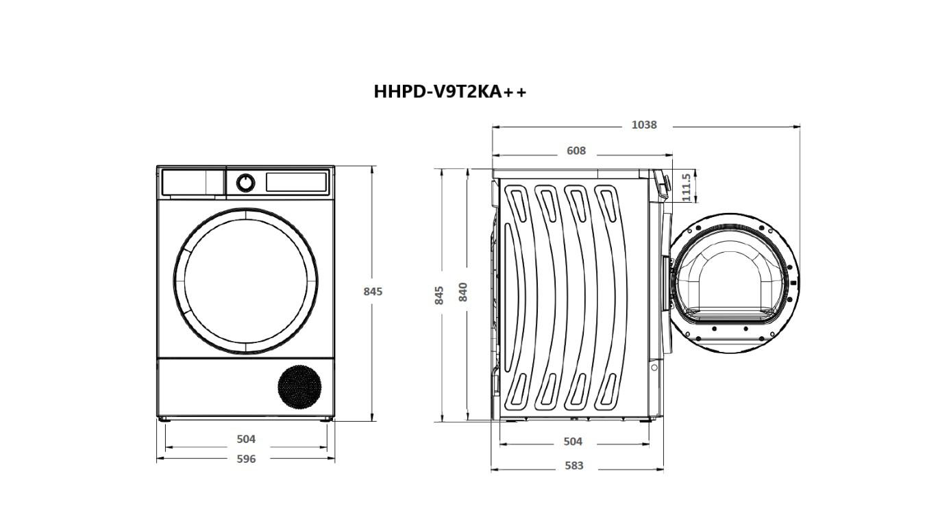 Uscator de rufe HEINNER HHPD-V9T2KA++, 9 kg, Clasa: E, Alb [2]