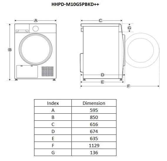 Uscator de rufe HEINNER HHPD-M10G5PBKD++, 10 kg, Clasa: D, Alb [6]